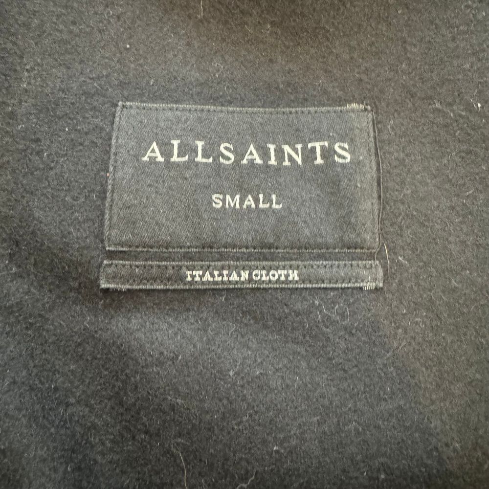 ALL SAINTS Bound Nesi Coat SMALL Italian Wool Blend Navy Midi Pockets Office - Picture 2 of 12